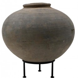Pot antique + pied métal,...