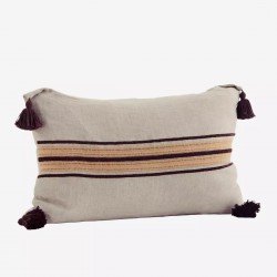 Coussin Lin beige-brun de...