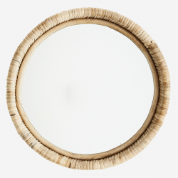 Miroir rond - cadre rotin